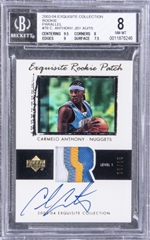 2003-04 UD "Exquisite Collection" RPP #76 Carmelo Anthony Signed Rookie Card (#15/15) – BGS NM-MT 8/BGS 9